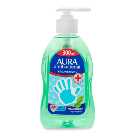 Мыло Жидкое Увлажняющее с Подорожником Antibacterial Aura 300мл