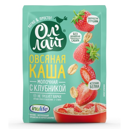 Каша ол'лайт овсяная/молочная с Клубникой 40гр Саше