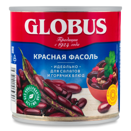 Фасоль Красная Натуральная Globus ж/б 400г