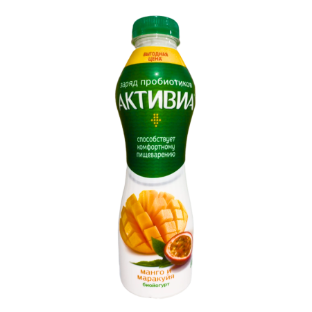 Биойогурт Активиа Питьевой Обогащ манго/маракуйя 2,1% 670гр