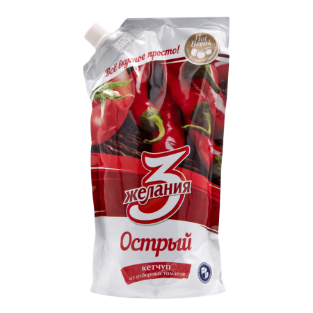 Кетчуп 3 Желания Острый 450гр д/п