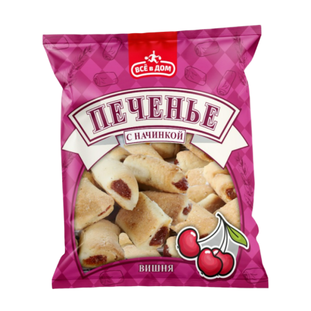 Печенье Всё в Дом с Вишневой Начинкой 200гр Печенье Всё в Дом с Вишневой Начинкой 200гр