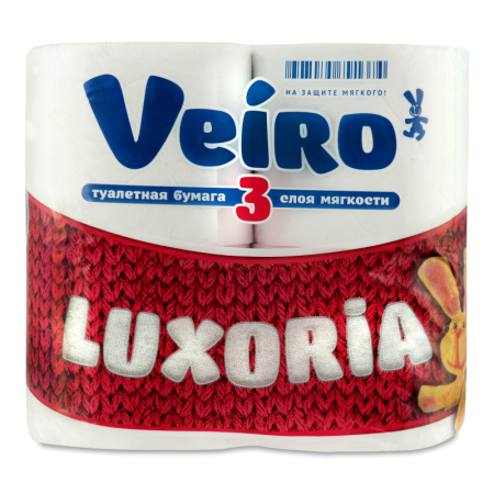 Бумага Туалетная Трехслойная Luxoria Veiro 4шт