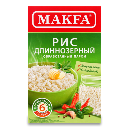 Рис Makfa Длиннозерный Пропаренный 5*80гр Кор