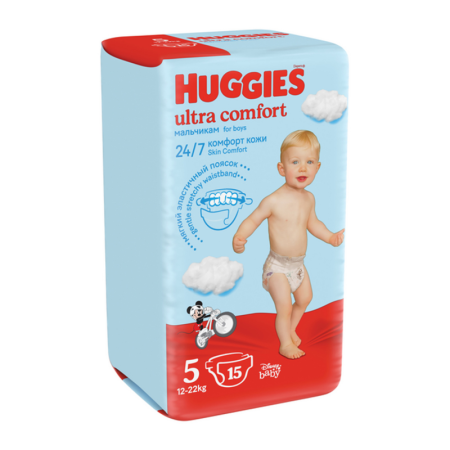 Подгузники Huggies д/мальчиков 12-22кг 5 15шт гр/уп Подгузники Huggies д/мальчиков 12-22кг 5 15шт гр/уп