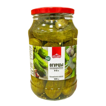 Огурцы Всё в Дом Консервированные 9-12см 1000мл с/б