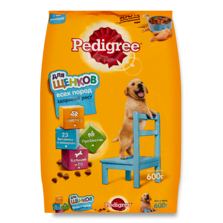 Корм Сухой Для Щенков Всех Пород от 2мес с Курицей Pedigree м/у 600г