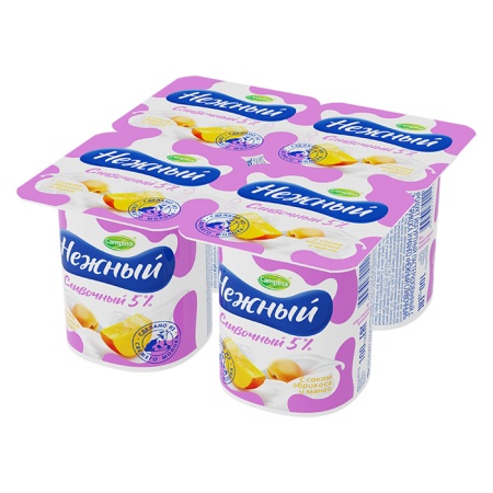 Продукт Йогуртный Campina Нежный с Соком абрикоса/манго 5% 100гр Стак