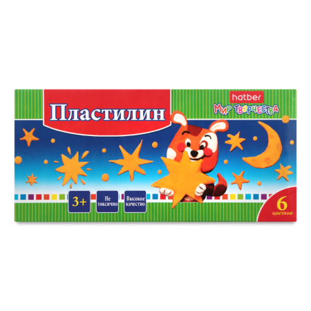 Пластилин Для Детей от 3лет 6 Цветов Ушастики Hatber 120г