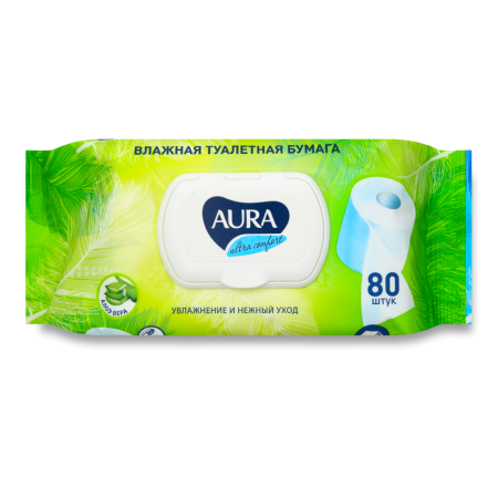 Бумага Туалетная Влажная с Алоэ Ultra Comfort Aura 80шт