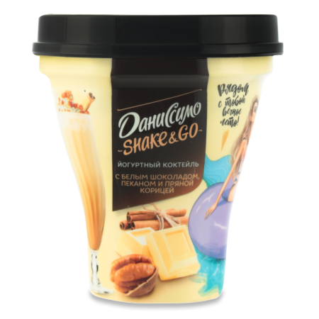 Коктейль Йогуртный 5.2% с Белым шоколадом, Пеканом и Пряной Корицей shake&go Даниссимо ст 260г