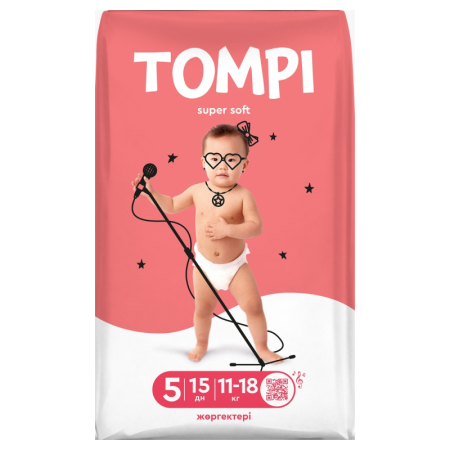 Подгузники Tompi Super Soft 5 11-18кг 15шт д гр/уп
