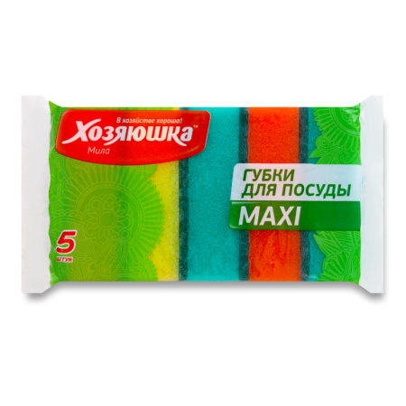 Губки Для Посуды Maxi Хозяюшка Мила 5шт Губки Для Посуды Maxi Хозяюшка Мила 5шт