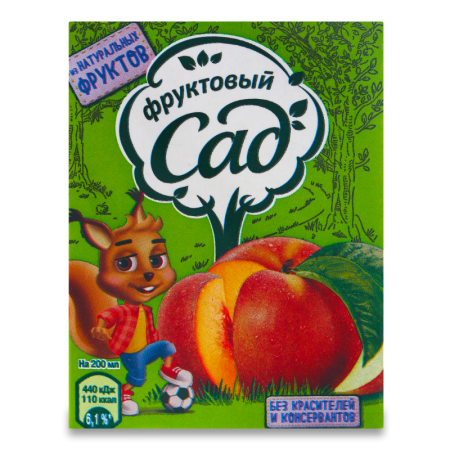 Нектар Для Детей от 3лет с Мякотью персик-яблоко Фруктовый Сад т/п 0.2л