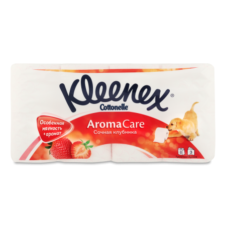 Бумага Туалетная Трехслойная Сочная Клубника Сottonelle Aroma Care Kleenex 8шт