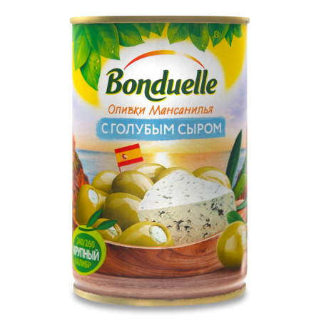 Оливки с Голубым Сыром Мансанилья Bonduelle ж/б 300г