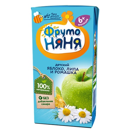 Сок Фрутоняня Яблоко с Ромашкой и Липой 200гр т/п