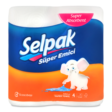 Полотенце Selpak 4рулона Бумажное гр/уп