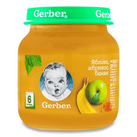 Пюре Nestle Gerber Яблоко Абрикос Банан 6мес 130гр с/б