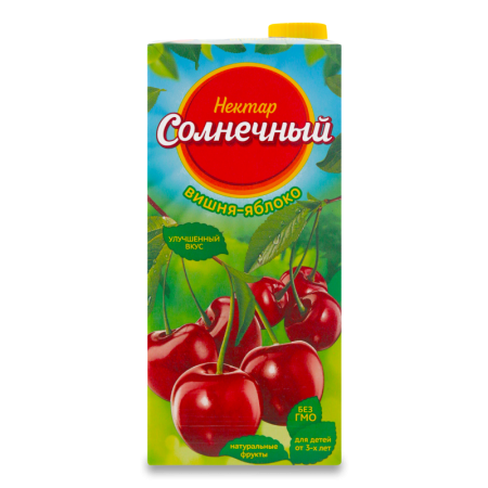 Напиток Сокосодержащий вишня-яблоко Нектар Солнечный т/п 0.95л