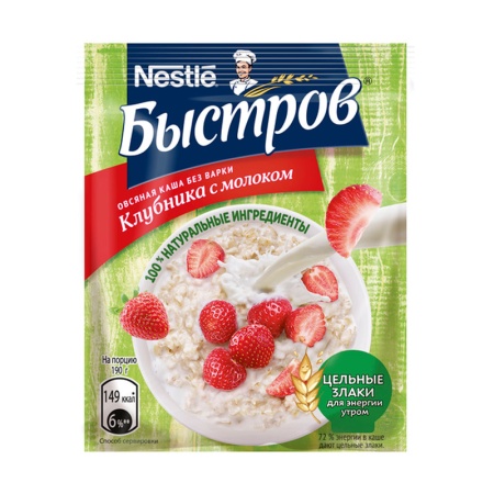Каша Nestle Быстров Овсяная Клубника с Витаминами 40гр Саше