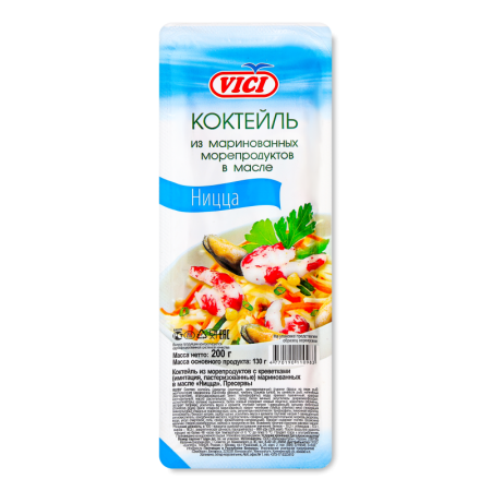 Коктейль из Маринованных Морепродуктов в Масле Ницца Vici п/у 200г