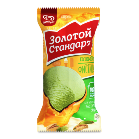 Мороженое 12% Пломбир со Вкусом Фисташки Золотой Стандарт м/у 86г