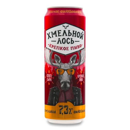 Пиво 0.45л 7.3% Светлое Пастеризованное Крепкое Хмельной Лось ж/б