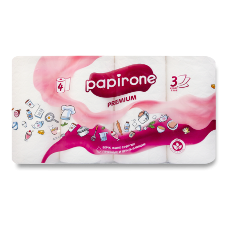 Полотенца Бумажные 3 Слоя Premium Papirone 4шт