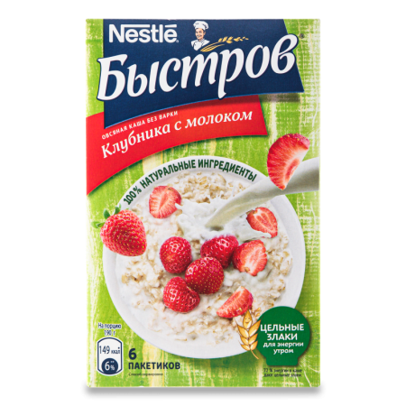 КАША NESTLE БЫСТРОВ ОВСЯНАЯ СЛИВОЧНАЯ КЛУБНИКА 240ГР КОР