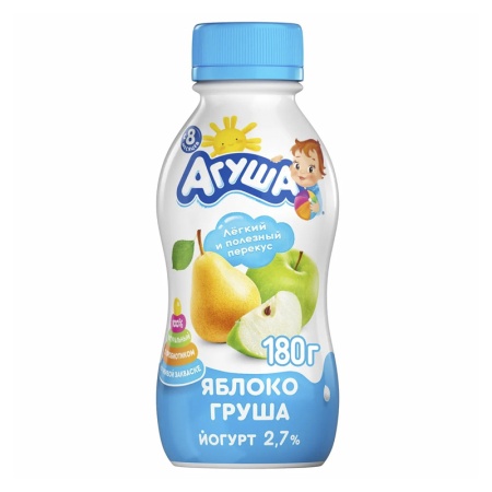 Йогурт Питьевой Агуша яблоко-груша 2,7% 180гр п/б Йогурт Питьевой Агуша яблоко-груша 2,7% 180гр п/б