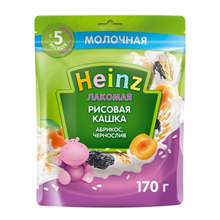 Каша Heinz Мол Лакомая Рисовая абрикос/чернослив 5мес+ 170гр д/п