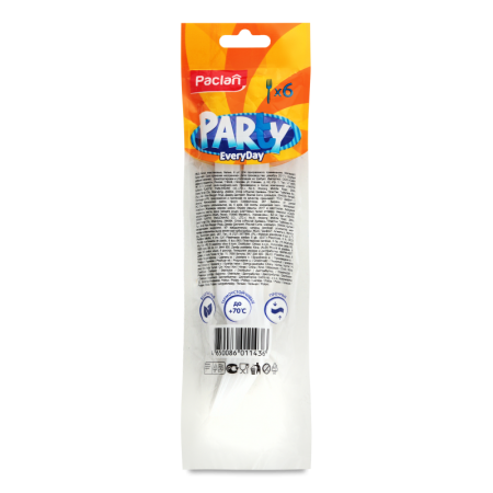 Вилки Пластиковые Белые Одноразовые Party Everyday Paclan 6шт
