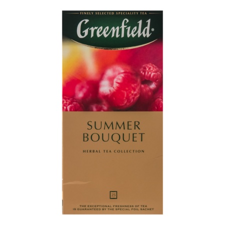 Напиток Чайный со Вкусом и Ароматом Малины Summer Bouquet Greenfield к/у 25х1.5г