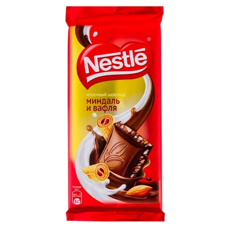 Шоколад Nestle Мол миндаль/вафля 82гр фл/п