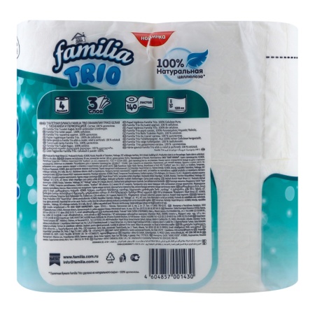 Бумага Туалетная Familia Trio 3сл 4шт гр/у