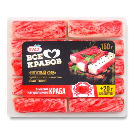 Палочки Крабовые с Мясом Натурального Краба Снежный Краб Vici в/у 170г