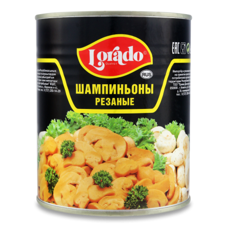 Грибы Lorado Шампиньоны Рез 850гр ж/б