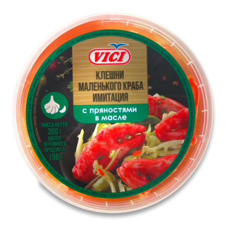 Клешни Маленького Краба Имитация Маринованные с Пряностями в Масле Vici Ведро 360г