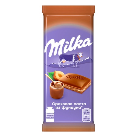 Шоколад Milka Молочный Ореховая паста/фундук 85гр фл/п