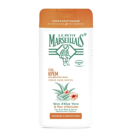 Гель Крем le Petit Marseillais д/душа б/мыла Сок Алоэ вера/цветок Абрикосового Дерева 400мл фл