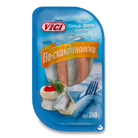 Сельдь Филе Соленая в Масле по-скандинавски Vici п/у 240г