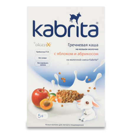 Каша Kabrita Гречневая с яблоком/абрикосом 5+ 180гр Кор