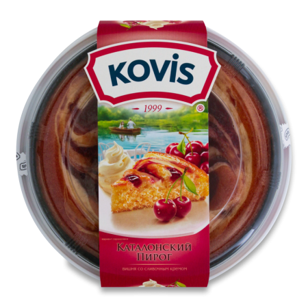 Пирог Бисквитный с Начинками Сливочной и фруктово-ягодной Вишневой Каталонский Kovis п/у 400г