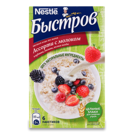 Каша Nestle Быстров Ассорти Овсяная Сливочный Вкус 240гр Кор