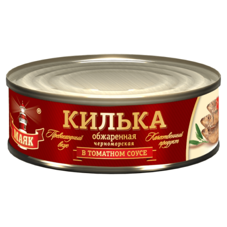 Килька Маяк Черномор Обжар в Томат Соусе 240гр ж/б Ключ