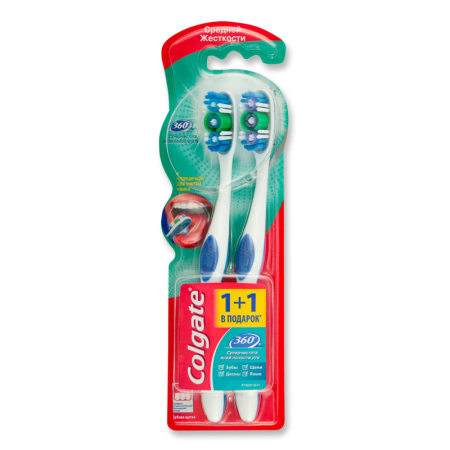 Зубная Щётка Суперчистота Всей Ротовой Полости 360° Colgate 2шт