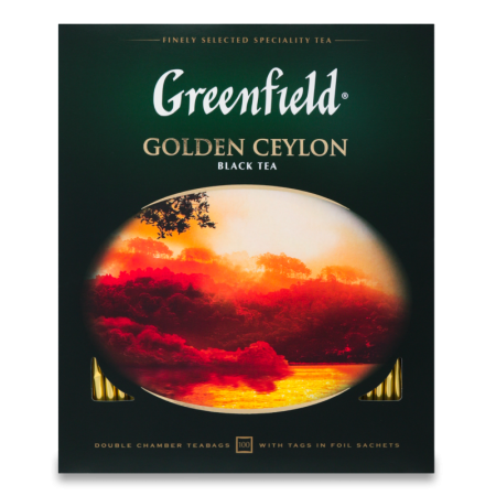Чай Черный Байховый Цейлонский Golden Ceylon Greenfield к/у 100х2г