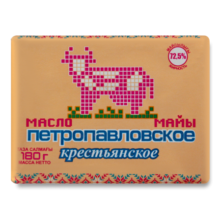 Масло 72.5% сладко-сливочное Крестьянское Петропавловское м/у 180г