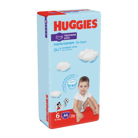 трусики-подгузники Huggies 6 16-22кг д/мальчиков 44шт гр/уп